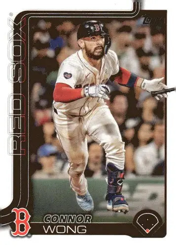 Original gloss baseball trading card of Connor Wong from the Red Sox 2025 Topps series