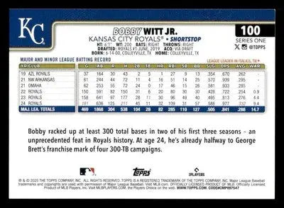 2025 Topps #100 Bobby Witt Jr. - Baseball Card Single