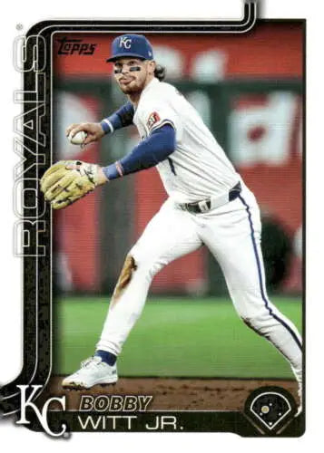 Original gloss Bobby Witt Jr. baseball card from 2025 Topps #100 Royals collection
