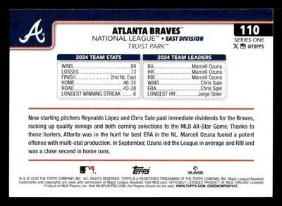 2025 Topps #110 Atlanta Braves - Baseball Card Single