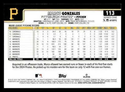 2025 Topps #113 Marco Gonzales - Baseball Card Single