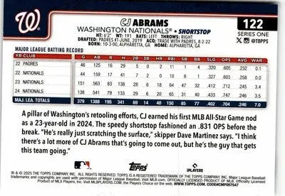 2025 Topps #122 CJ Abrams - Baseball Card Single