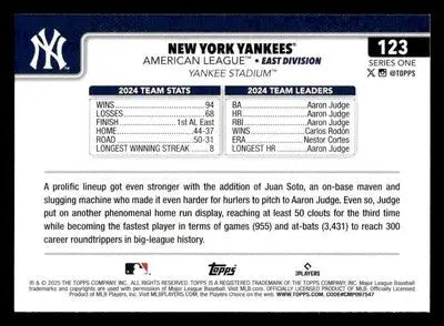 2025 Topps #123 New York Yankees - Baseball Card Single