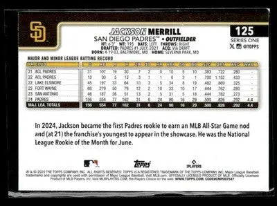 2025 Topps #125 Jackson Merrill - Baseball Card Single