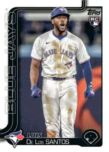 Baseball trading card of Luis De Los Santos in Blue Jays uniform from 2025 Topps