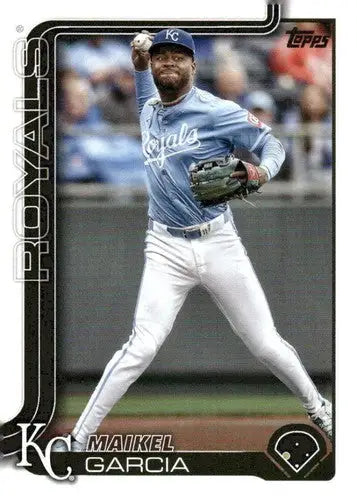 Baseball trading card of Maikel Garcia Kansas City Royals with original gloss NM-MT