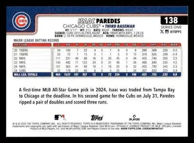 2025 Topps #138 Isaac Paredes - Baseball Card Single