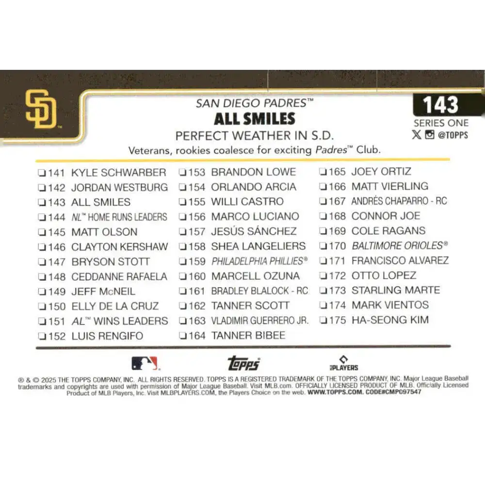 2025 Topps #143 Manny Machado NM-MT San Diego Padres Baseball Card - Baseball Card Single