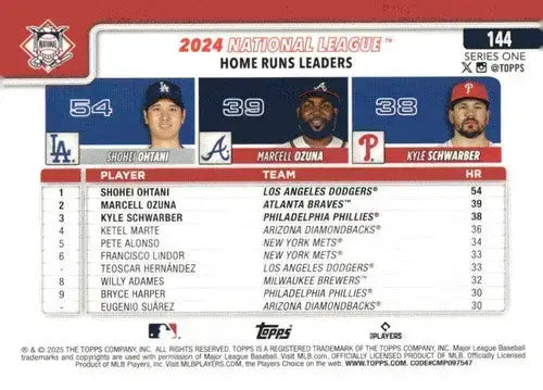 2025 Topps #144 Kyle Schwarber/Marcell Ozuna/Shohei Ohtani NM-MT ID:76955 - Baseball Card Single