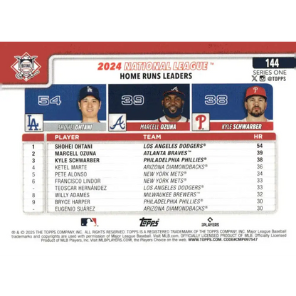 2025 Topps #144 Kyle Schwarber/Marcell Ozuna/Shohei Ohtani NM-MT Atlanta Braves/Los Angeles Dodgers/Philadelphia