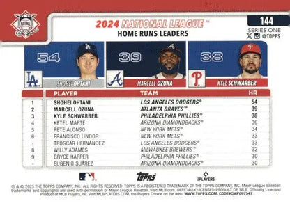2025 Topps #144 Kyle Schwarber/Marcell Ozuna/Shohei Ohtani NM-MT ID:76955 - Trading Cards