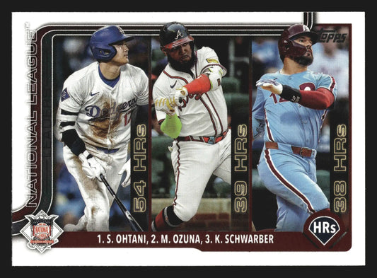 2025 Topps #144 NL HR Leaders Shohei Ohtani Marcell Ozuna Kyle Schwarber - Baseball Card Single