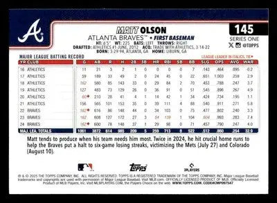 2025 Topps #145 Matt Olson - Baseball Card Single