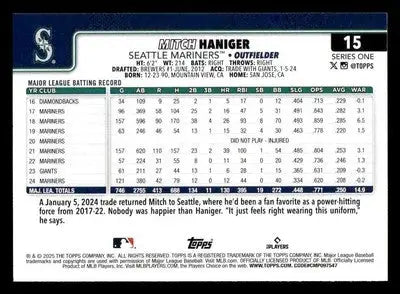 2025 Topps #15 Mitch Haniger - Baseball Card Single