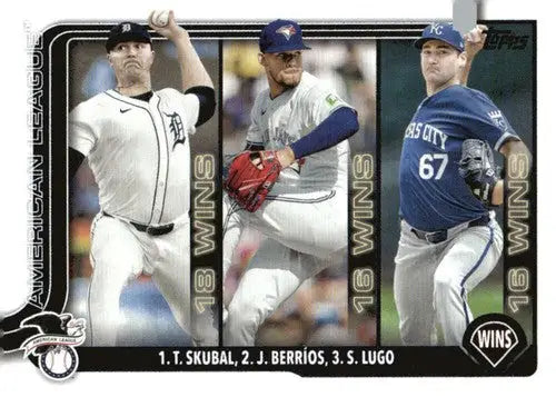 Original gloss baseball card featuring Jose Berrios and Seth Lugo with win totals