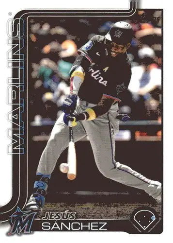 Baseball card of Jesus Sanchez with original gloss from 2025 Topps Marlins collection