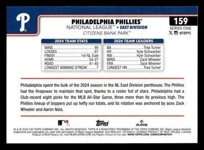 2025 Topps #159 Philadelphia Phillies - Baseball Card Single