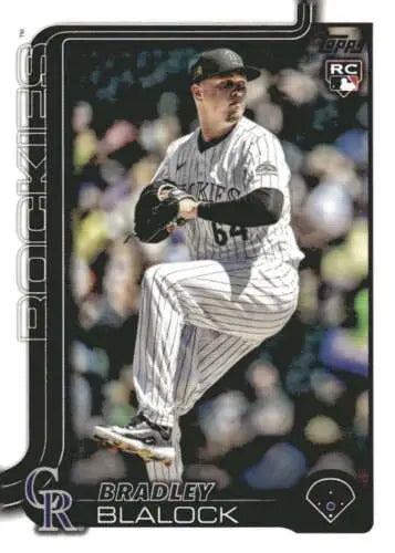 Original gloss baseball trading card featuring Bradley Blalock rookie Rockies 2025 Topps
