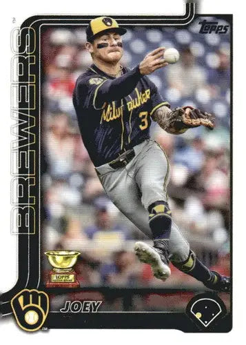 Baseball card featuring Milwaukee Brewers player Joey Ortiz in action, 2025 Topps #165