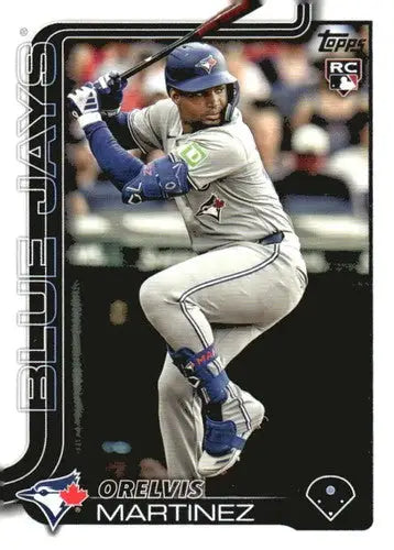 Original gloss baseball trading card of Orelvis Martinez rookie Blue Jays 2025 Topps