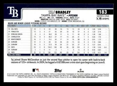 2025 Topps #183 Taj Bradley - Baseball Card Single