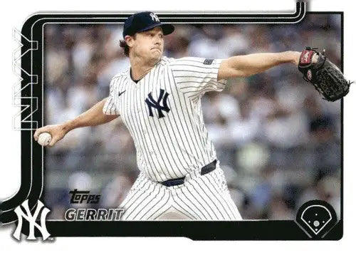 Baseball trading card featuring Gerrit Cole NM-MT from 2025 Topps #187 Yankees