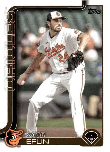 Original gloss baseball trading card of Zach Eflin pitcher from 2025 Topps Orioles