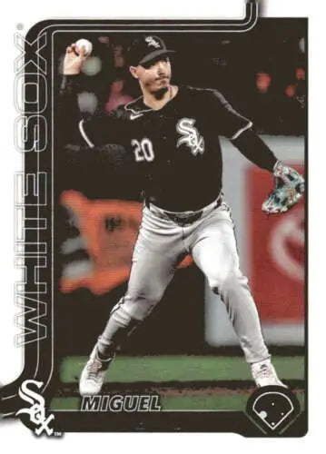 Original gloss baseball card featuring Miguel Vargas in throwing pose for White Sox