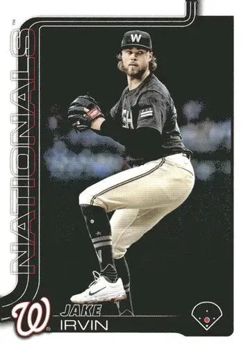 Baseball card of Jake Irvin with original gloss, NM-MT Nationals, 2025 Topps #197