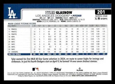 2025 Topps #201 Tyler Glasnow - Baseball Card Single