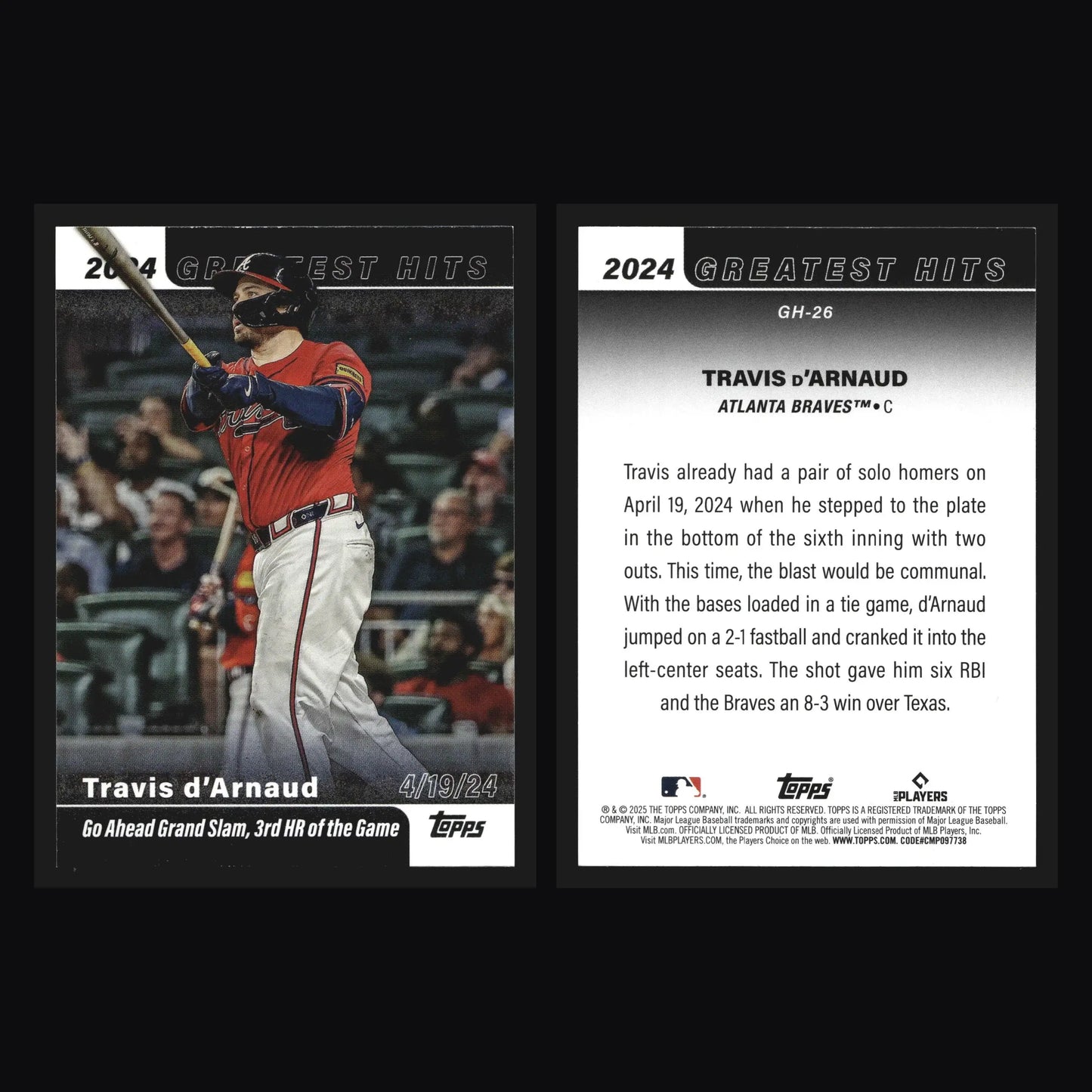 2025 Topps 2024 Greatest Hits #GH-26 Travis d’Arnaud Atlanta Braves