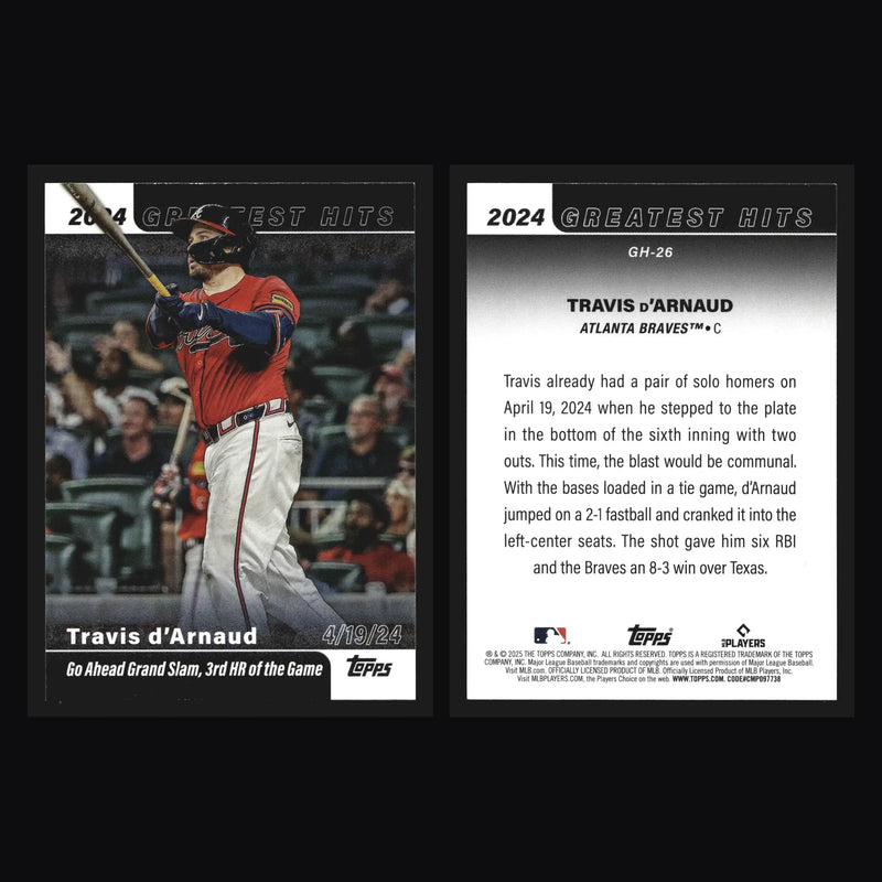 2025 Topps 2024 Greatest Hits #GH-26 Travis d’Arnaud Atlanta Braves