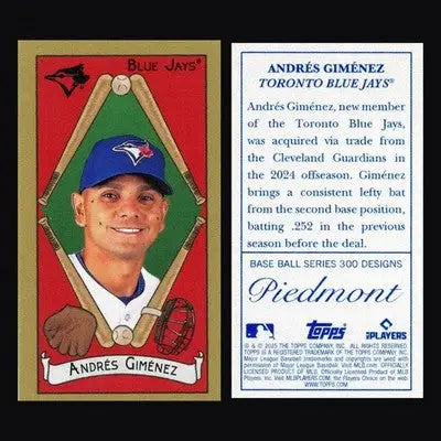 2025 Topps 205 Andres Gimenez Mini Piedmont Back Toronto Blue Jays - Baseball Card Single