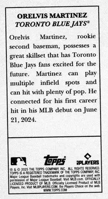 2025 Topps 205 Orelvis Martinez Mini Toronto Blue Jays RC - Baseball Card Single