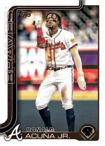 Baseball trading card featuring Ronald Acuña Jr. of the Atlanta Braves in original gloss