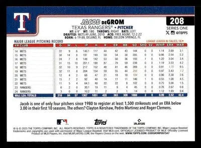 2025 Topps #208 Jacob deGrom - Baseball Card Single
