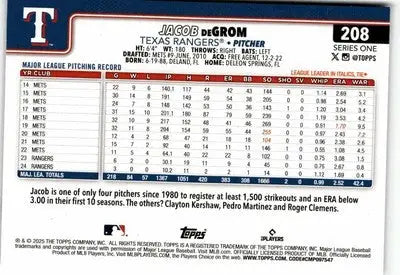 2025 Topps #208 Jacob deGrom - Baseball Card Single