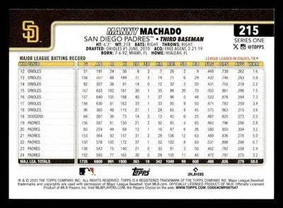 2025 Topps #215 Manny Machado - Baseball Card Single