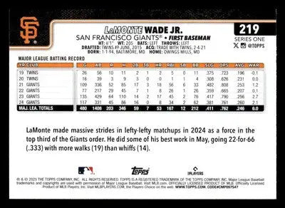 2025 Topps #219 LaMonte Wade Jr. - Baseball Card Single