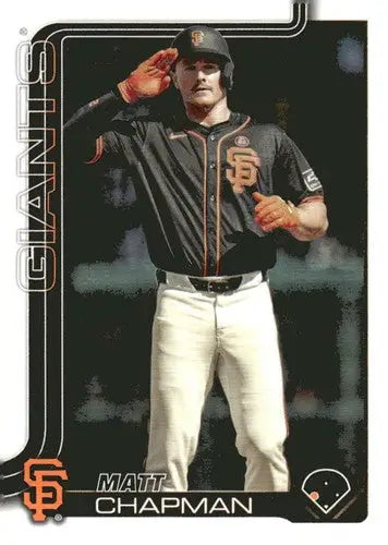 Original gloss baseball trading card featuring Matt Chapman in Giants black jersey NM-MT