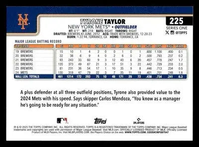 2025 Topps #225 Tyrone Taylor - Baseball Card Single