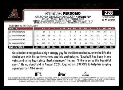 2025 Topps #228 Geraldo Perdomo - Baseball Card Single