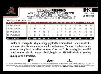 2025 Topps #228 Geraldo Perdomo - Baseball Card Single