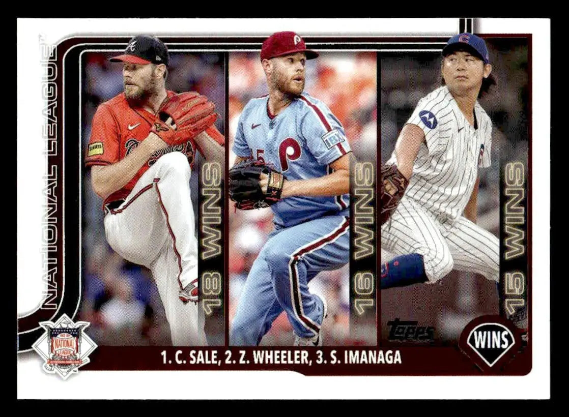 2025 Topps #234 Natl League Wins (Sale/Wheeler/Imanaga) - Baseball Card Single