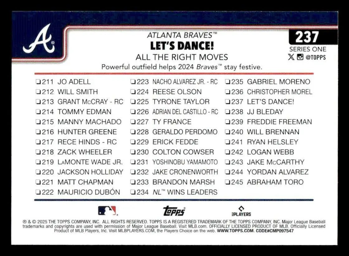 2025 Topps #237 Let’s Dance! All the Right Moves - Baseball Card Single