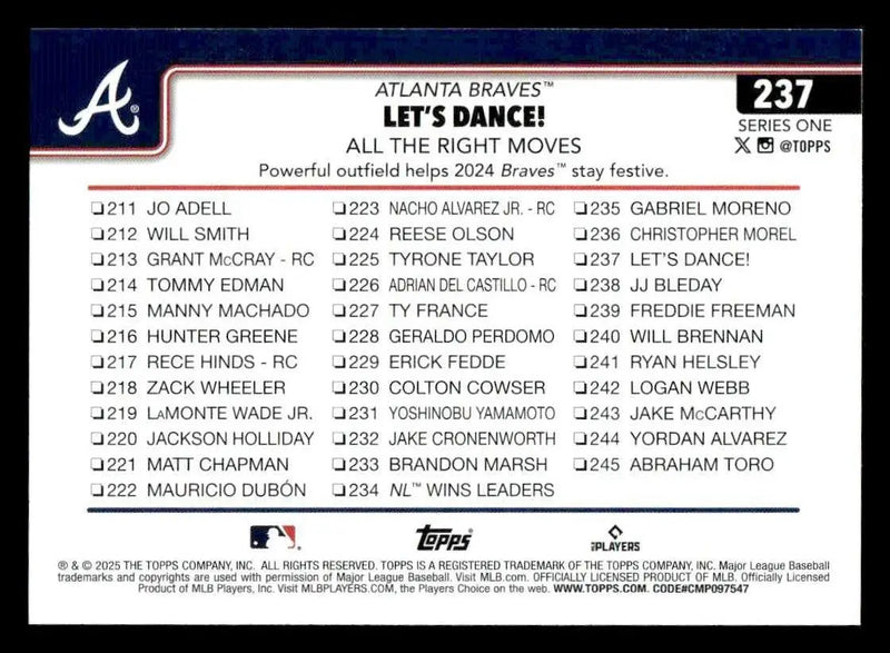 2025 Topps #237 Let’s Dance! All the Right Moves - Baseball Card Single