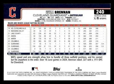 2025 Topps #240 Will Brennan - Baseball Card Single