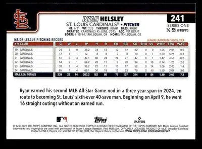 2025 Topps #241 Ryan Helsley - Baseball Card Single