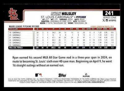 2025 Topps #241 Ryan Helsley - Baseball Card Single