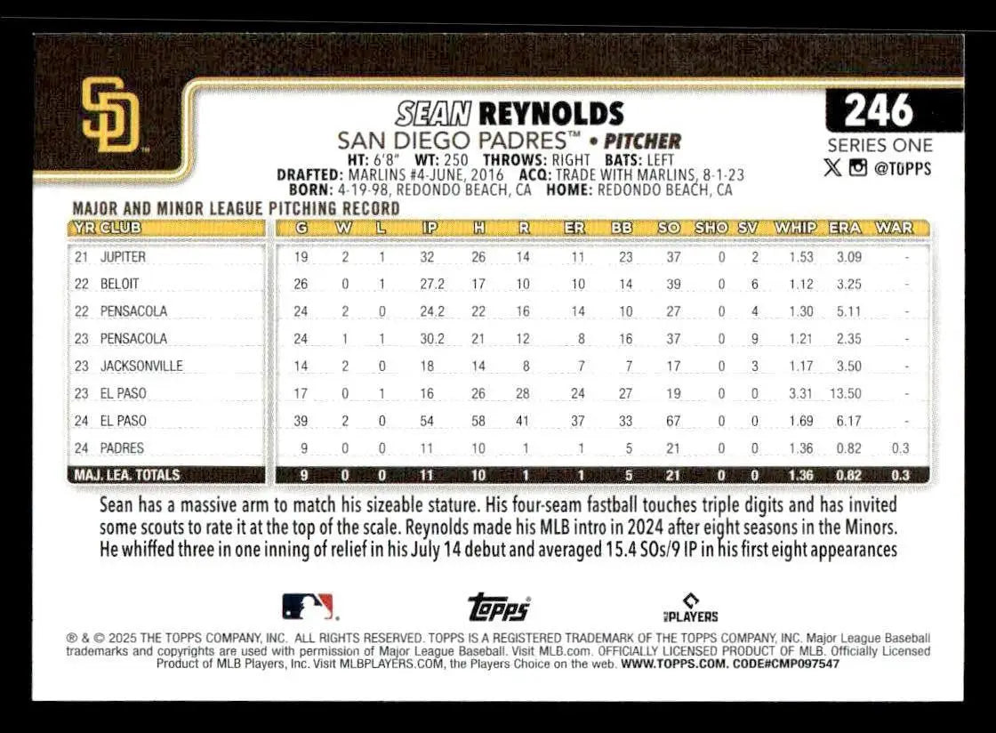 2025 Topps #246 Sean Reynolds - Baseball Card Single